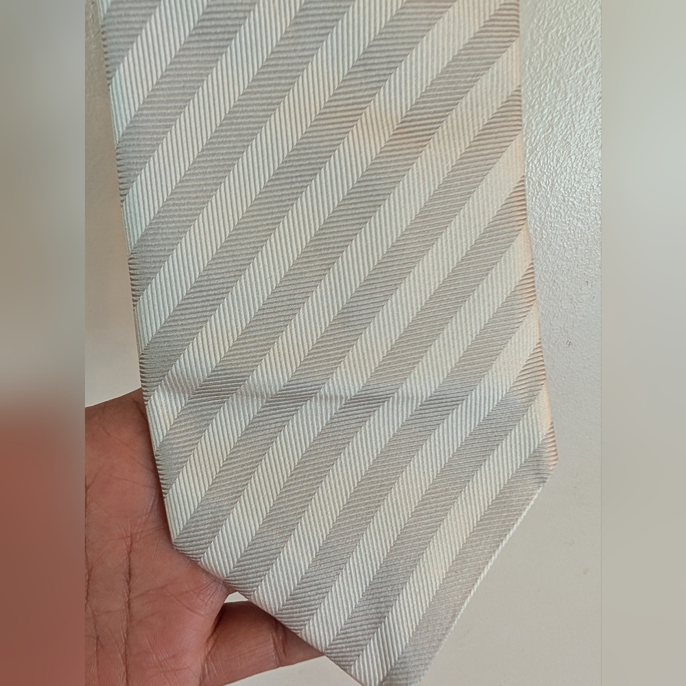 2 Burberry London Neckties-Nova Check And White/ Gray Striped - Picture 9 of 15